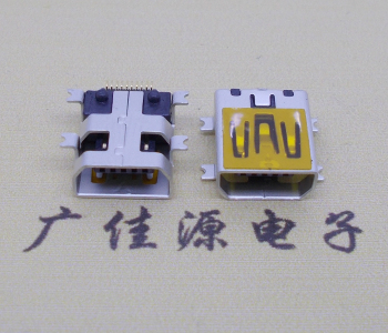 济源迷你USB插座,MiNiUSB母座,10P/全贴片带固定柱母头