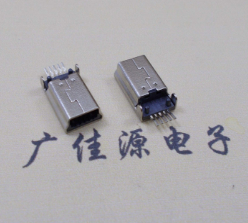济源MINI USB公头 5pin端子贴板带柱 10.7mm体长