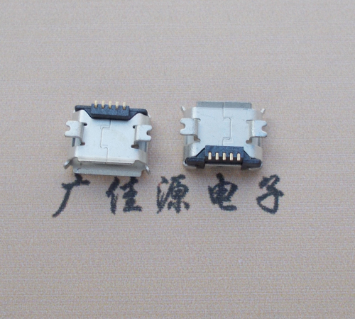 济源Micro USB 5PIN接口,B型垫高0.9mm鱼叉脚贴片雾锡卷边